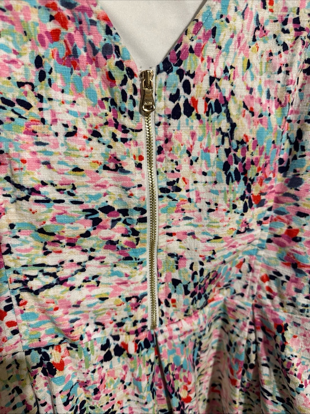 CALVIN KLEIN LOS ANGELES WOMENS 12 MULTI COLORED DRESS FRONT ZIP EUC